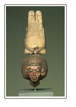 Queen Tiye wearing a Hathor headdress