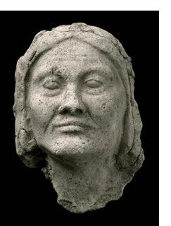Plaster head of an older woman